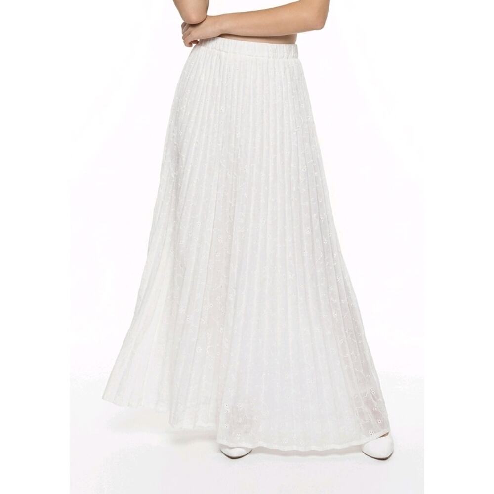 Calligraphie White Pleated Maxi Skirt Size Small
